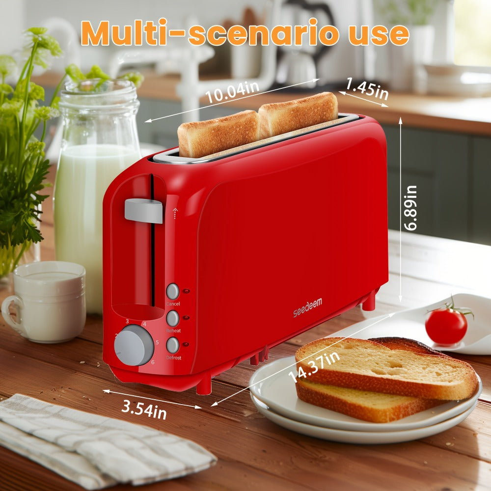 Slim Toaster 2-Slice Long Slot – 1.45" Wide Slot, 6 Shade Settings, Cancel/Reheat/Defrost, 750W, Removable Crumb Tray | 6 Colors - product image 2