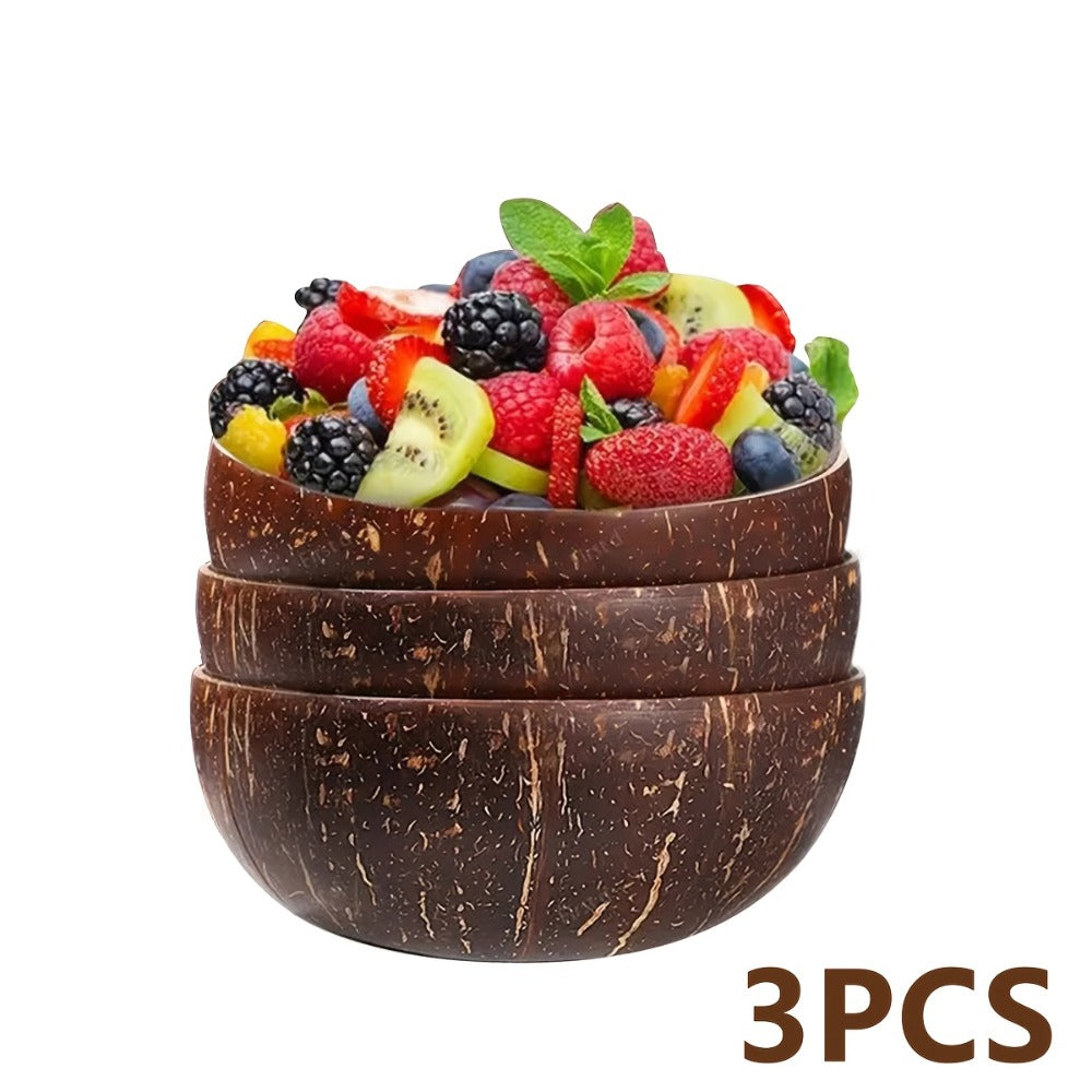 Coconut Shell Bowls Polished Handmade Natural Wooden Bowls for Smoothie, Acai, Fruit, Salad & Yogurt — Rustic Decorative Serving Bowls, Eco-Friendly Vegan Kitchen Gift | 3 or 12 Pa - product image 5