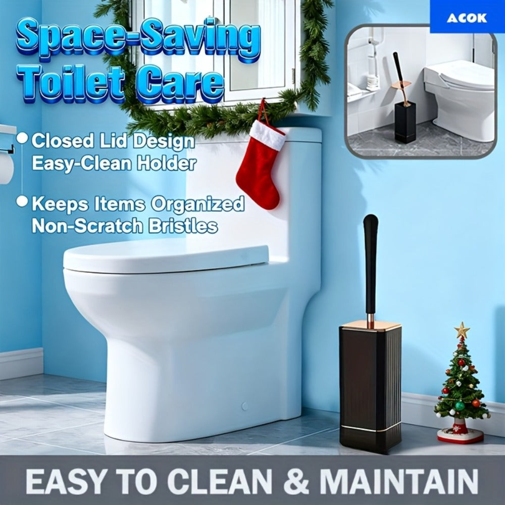 Toilet Brush and Holder Set Ergonomic - Odor Resistant Easy Clean Deep Scrub Bathroom Toilet Brush with Caddy Stand Hygienic Storage | Black | Bathroom Essentials Home Cleaning Acc - product image 2