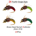 Brass Bead Head Caddis Nymph Lures Mixed Styles with Tackle Box, High Carbon Steel #10 Hooks for Bass Bluegill Trout Freshwater – Trout Fly Fishing Flies Kit - product image 2