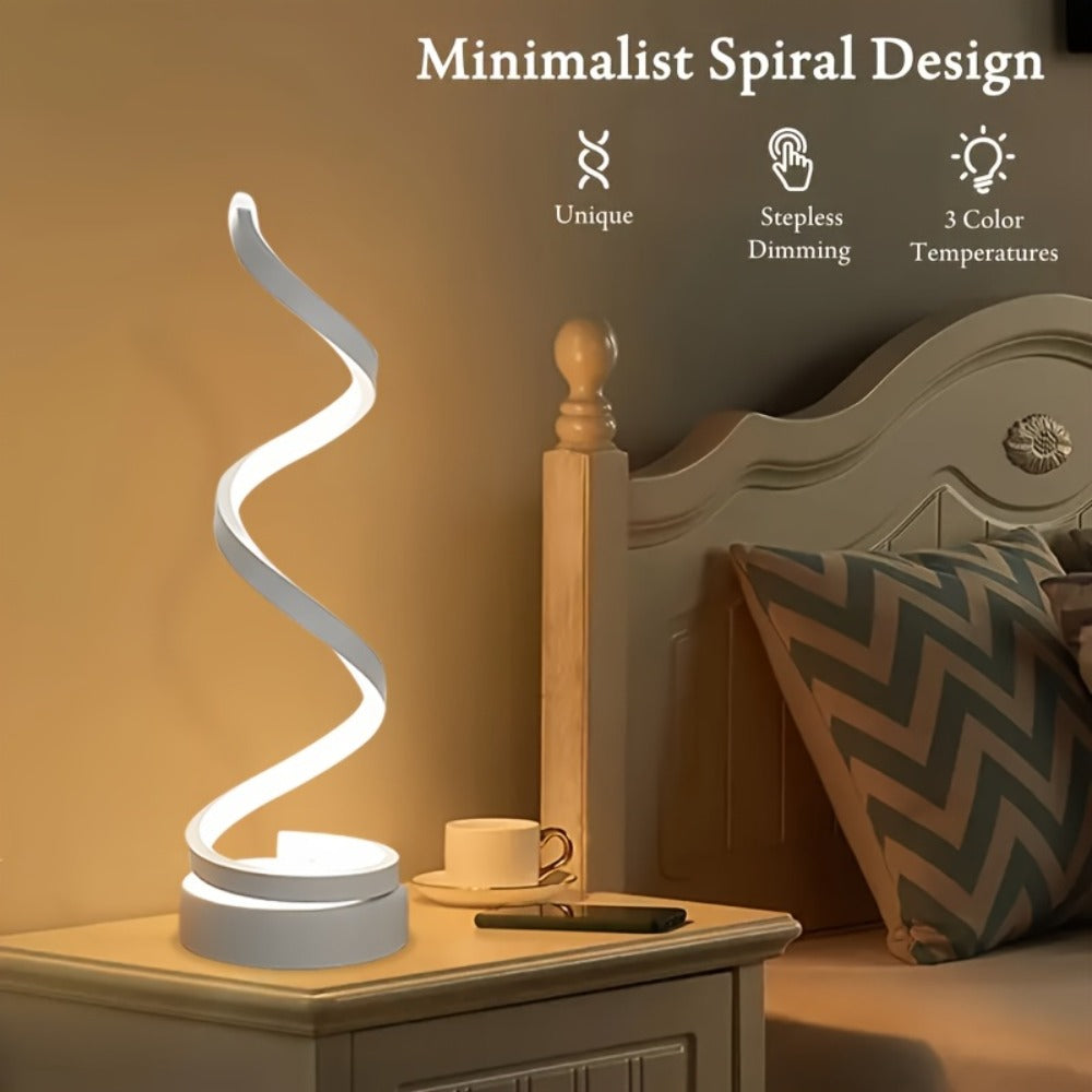 Dimmable Spiral Table Lamp with Touch Control & USB-C Charging Port, 3-Way Brightness Bedside Nightstand Lamp, Modern Minimalist LED Desk Lamp for Bedroom Living Room, Black & Whit - product image 28