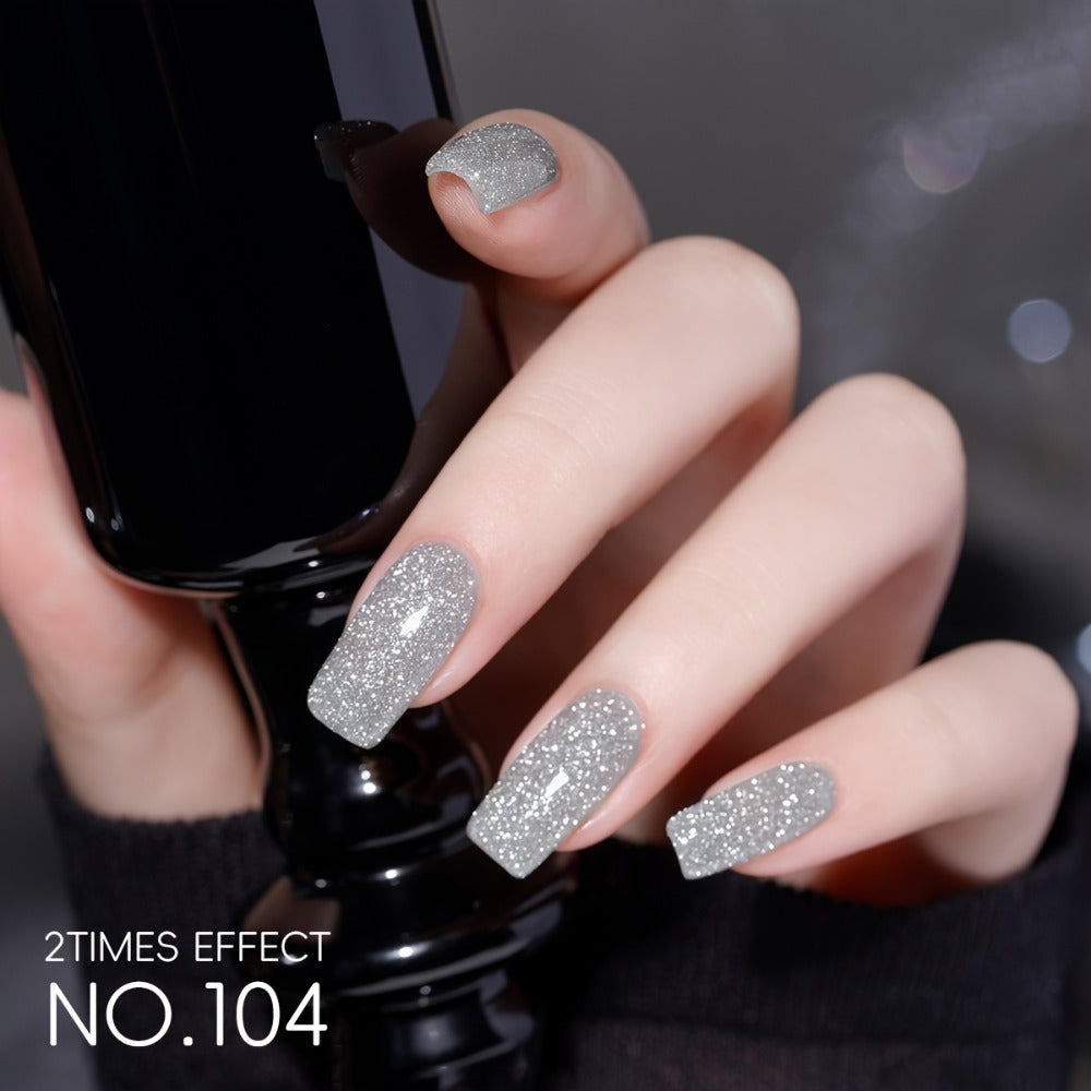 Explosive Glitter Gel Nail Polish 2pcs Shattered Flash Silvery Red – High Saturation Sparkle Long-Lasting Gel in Gilt Bottle, Christmas Holiday Salon Manicure Nail Art Gift for Wom - product image 5