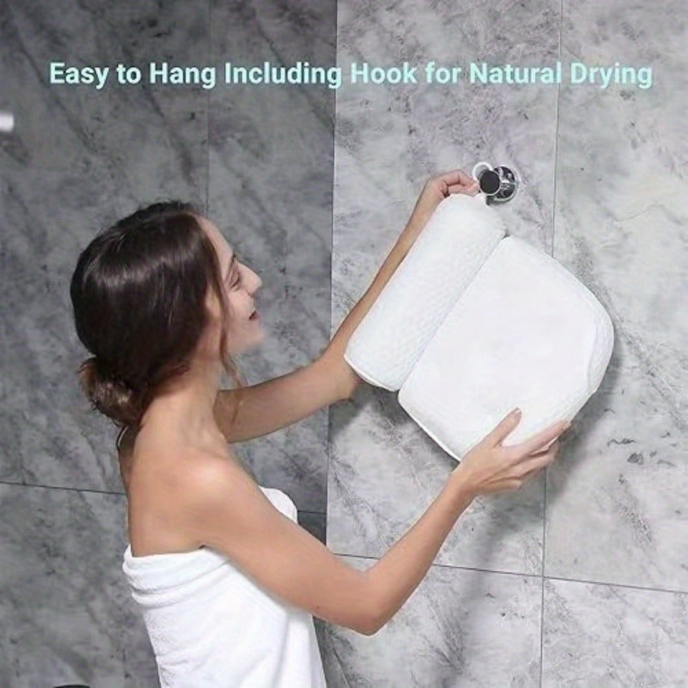 Bath Pillow with Suction Cups Spa Bathtub Neck Back Support Cushion Non-Slip Waterproof Headrest for Tub Relaxation Home Spa Accessories Women Men Ergonomic Quick-Dry Mold Resistan - product image 4