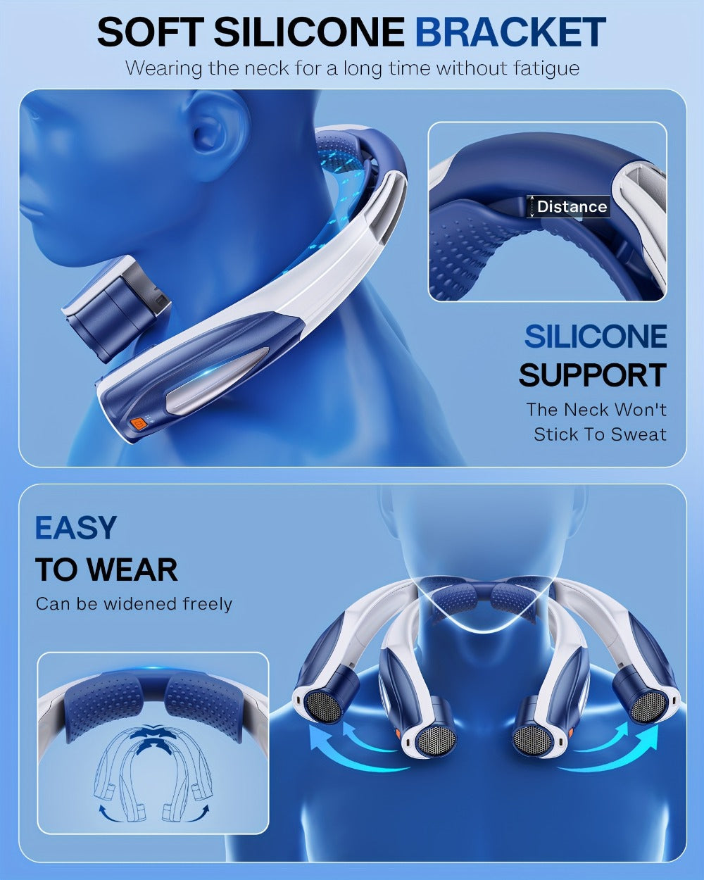 Neck Fan Wearable Bladeless Neckband Fan 3000mAh Dual Battery 6 to 20 Hours Battery Life Dual Wind Speeds Super Quiet Brushless Motor USB Charging Soft Silicone Strap for Work Trav - product image 20