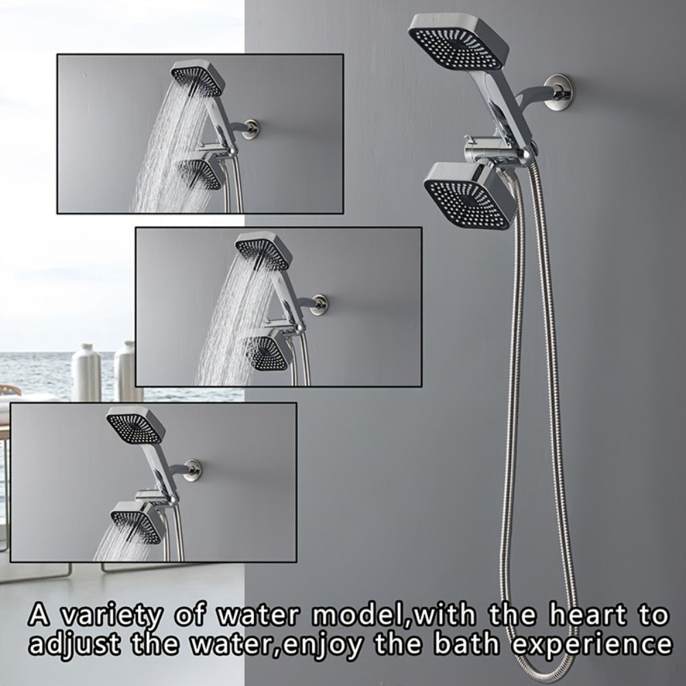 Handheld Shower Head Kit 4 Inch High Flow with Long Hose 3-Way Diverter Dual Purpose Shower Spray Assembly Wall Mount Bathroom Shower Fixtures Silver Black - product image 4