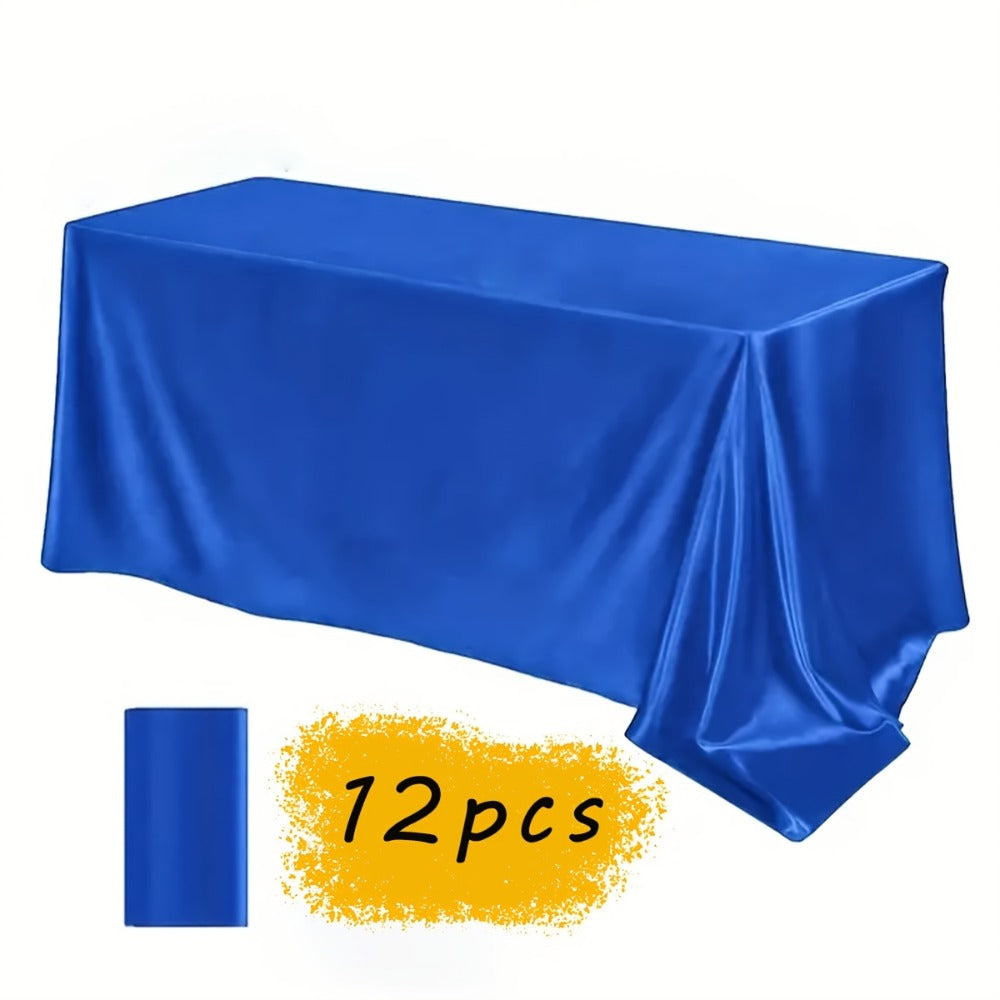 Satin Tablecloth 12pcs 57"x102" Rectangular Silky Smooth Fabric Table Cover for Wedding Banquet Birthday Party Holiday Event - product image 7