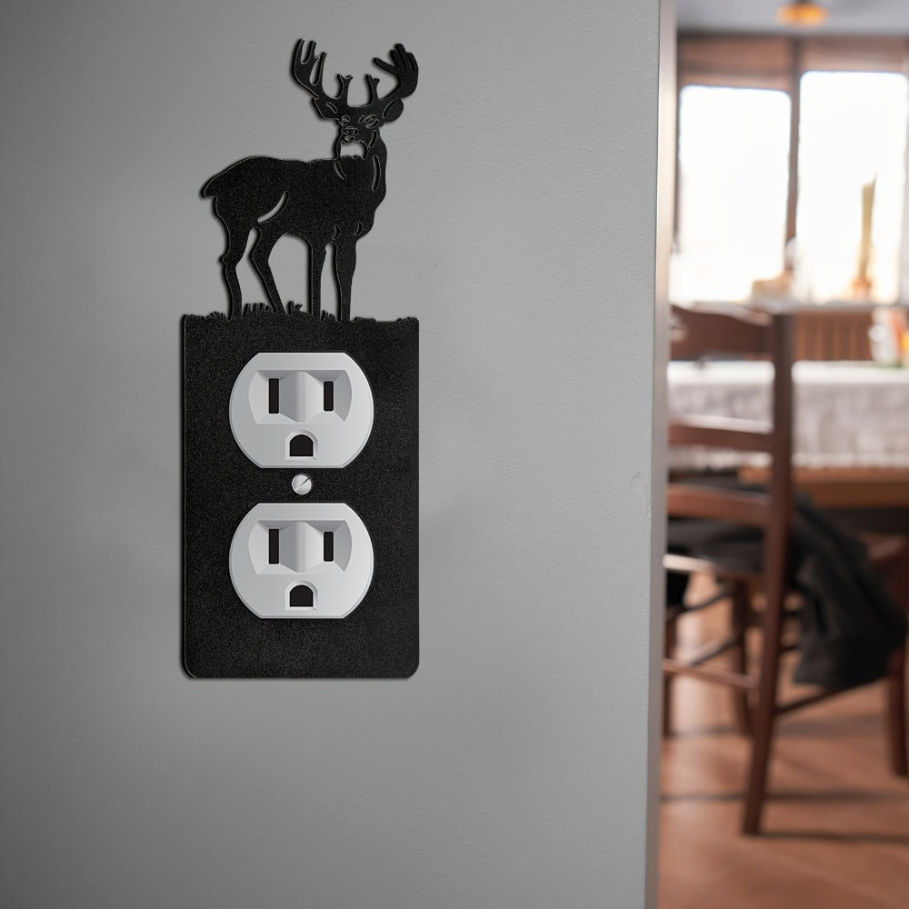Light Switch Cover Plates 6 Pack Metal Bear Moose Trees Mountains Rustic Cabin Nature Theme Single Gang Wall Plate 2.75 x 6.69 Inch for Home Bedroom Living Room Cabin Lodge Decor - product image 2