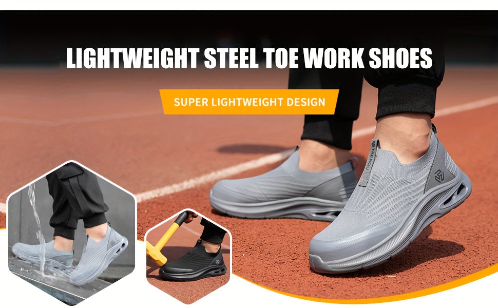 Men's Lightweight Slip-On Steel Toe Work Shoes - Comfortable Sneakers, Puncture-Resistant Loafers, Work Shoes for Men, Available in Black/Grey/Blue, Sizes US - product image 15