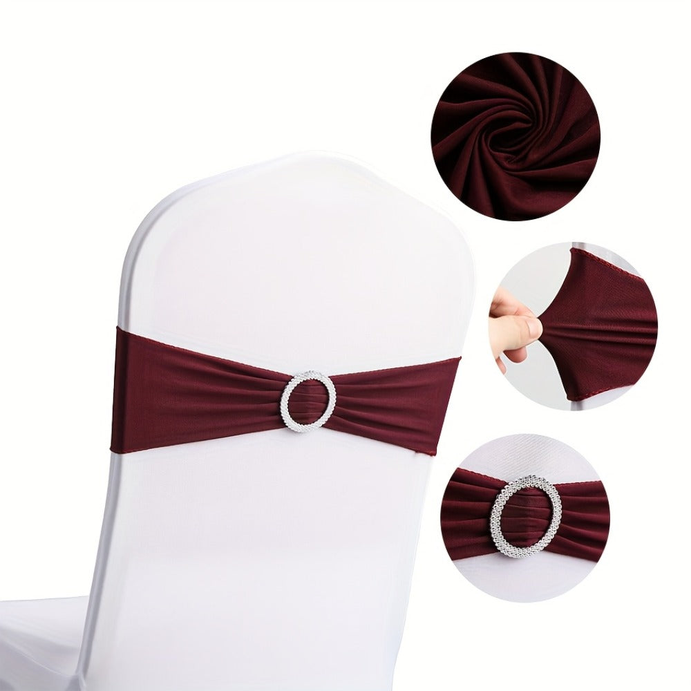 Chair Sashes for Wedding 100pcs Stretch Spandex Elastic Chair Sash Bands with Buckle for Dining Chairs Banquet Party Event Decor - Bulk Set Multiple Colors - product image 2