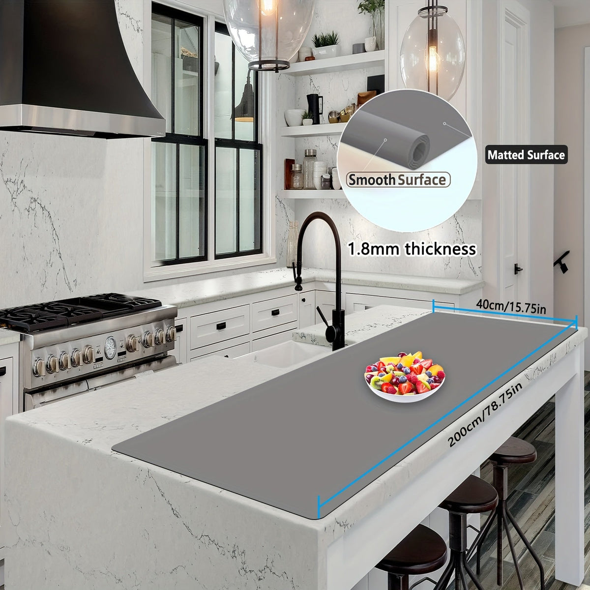 Extra Large Silicone Mat for Kitchen Counter – Nonslip Heat Resistant Countertop Protector, Nonstick Waterproof Craft Mat & Placemat, Multiple Sizes & Colors - product image 44