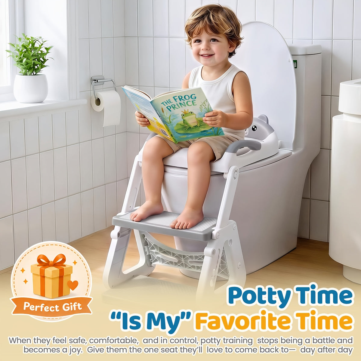 2-in-1 Potty Training Toilet Seat With Step Stool For Toddlers, Adjustable Height Anti-Slip Pad & Splash Guard, Potty Chair Kids Boys Girls, Cheap Supplies - product image 11