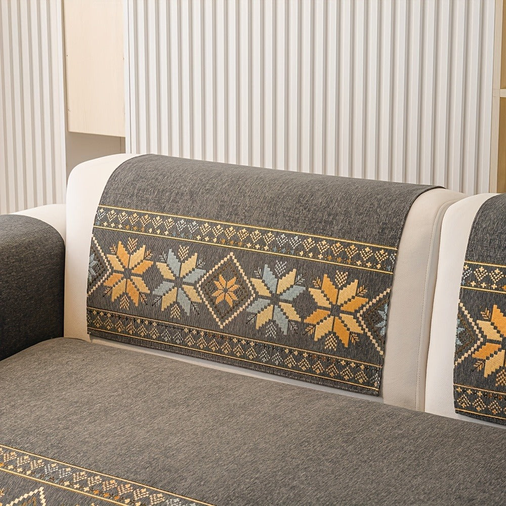 Chenille Sofa Slipcover 1pc Boho Vintage Style - Luxury Non-Slip Removable Four Seasons Universal Couch Cover | Armrest 1 2 3 4 Seater | Dark Gray Light Gray Blue | Living Room Hom - product image 14