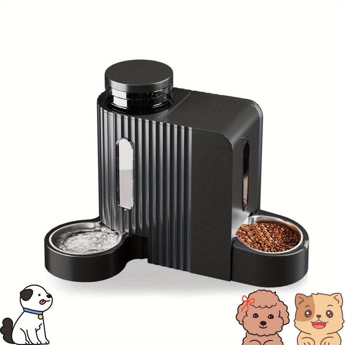 1.59 Gal Water + 5.73 lb Food, Automatic No-Electric Gravity Feeding Station with 304 Stainless Steel Bowl, Removable & Washable, for Small Medium Large Dogs All Life Stages | Gravity Dog Water Dispenser & Feeder 2-in-1 Set