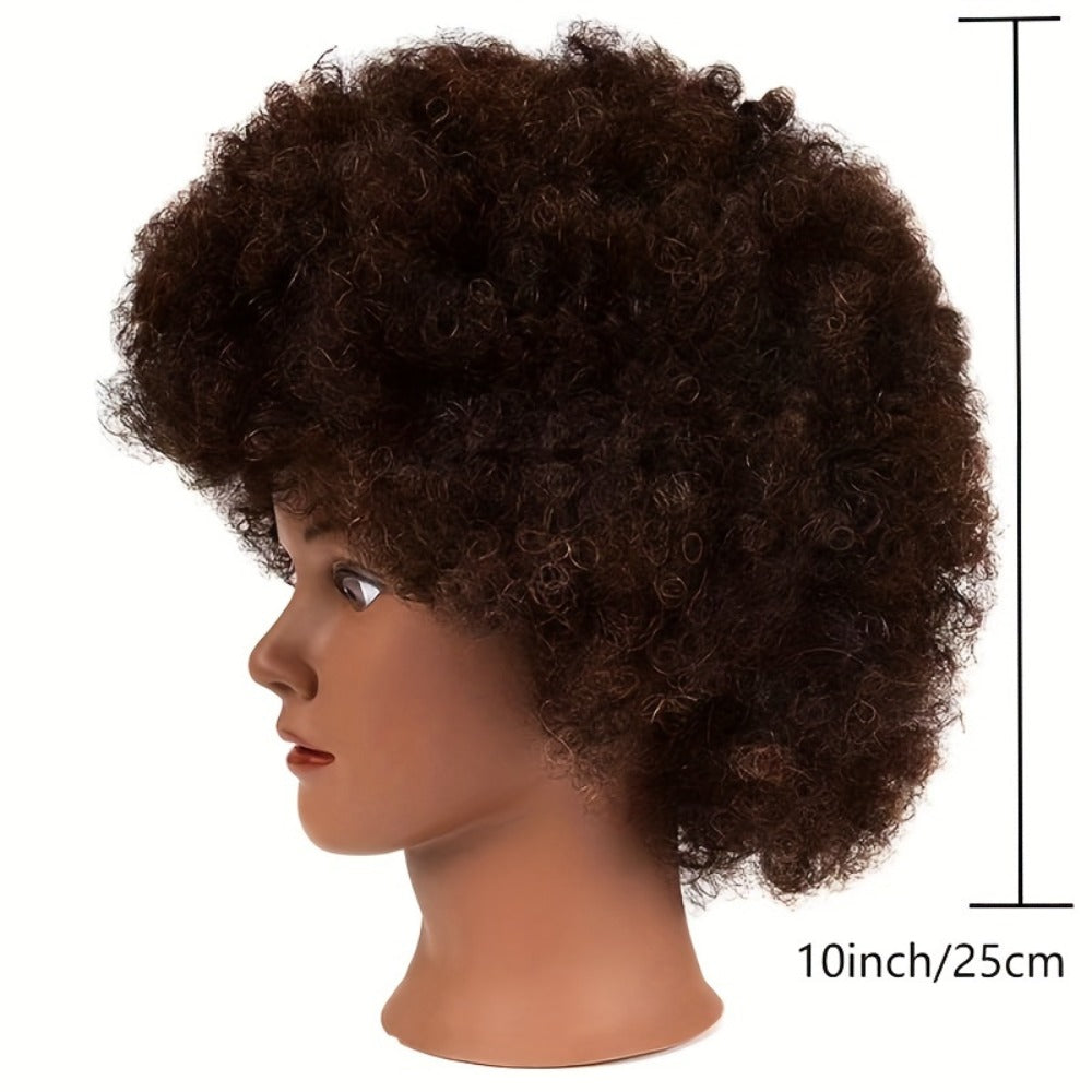 Mannequin Head Human Hair Afro Curly with Clamp Cosmetology Practice Training Head for Hairdresser Braiding Styling Cutting 4 Styles Natural Black - product image 6