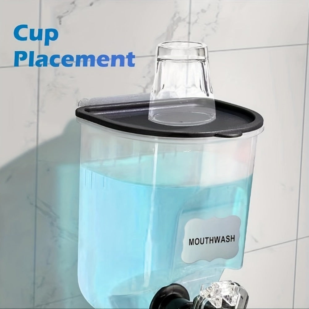 Mouthwash Dispenser Wall Mounted 2-Pack 21 oz Plastic Container - No Electricity Required, Space Saving Bathroom Organizer for Countertop Storage, Durable Refillable Liquid Soap &  - product image 6