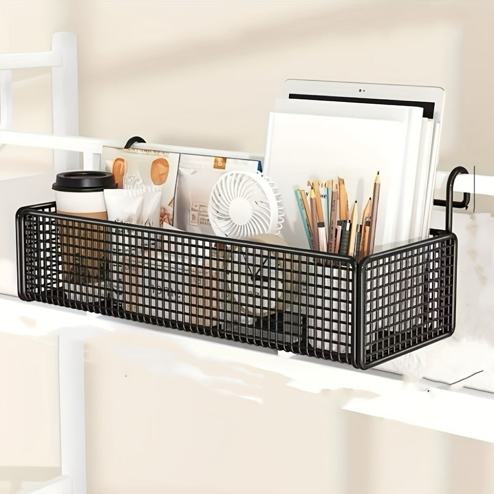 Over Door Hanging Basket Storage Rack - Woven Mesh Metal Organizer Shelf for Bedroom Dorm Wardrobe Closet, Space-Saving Wall Mounted Hanging Storage Basket - product image 2