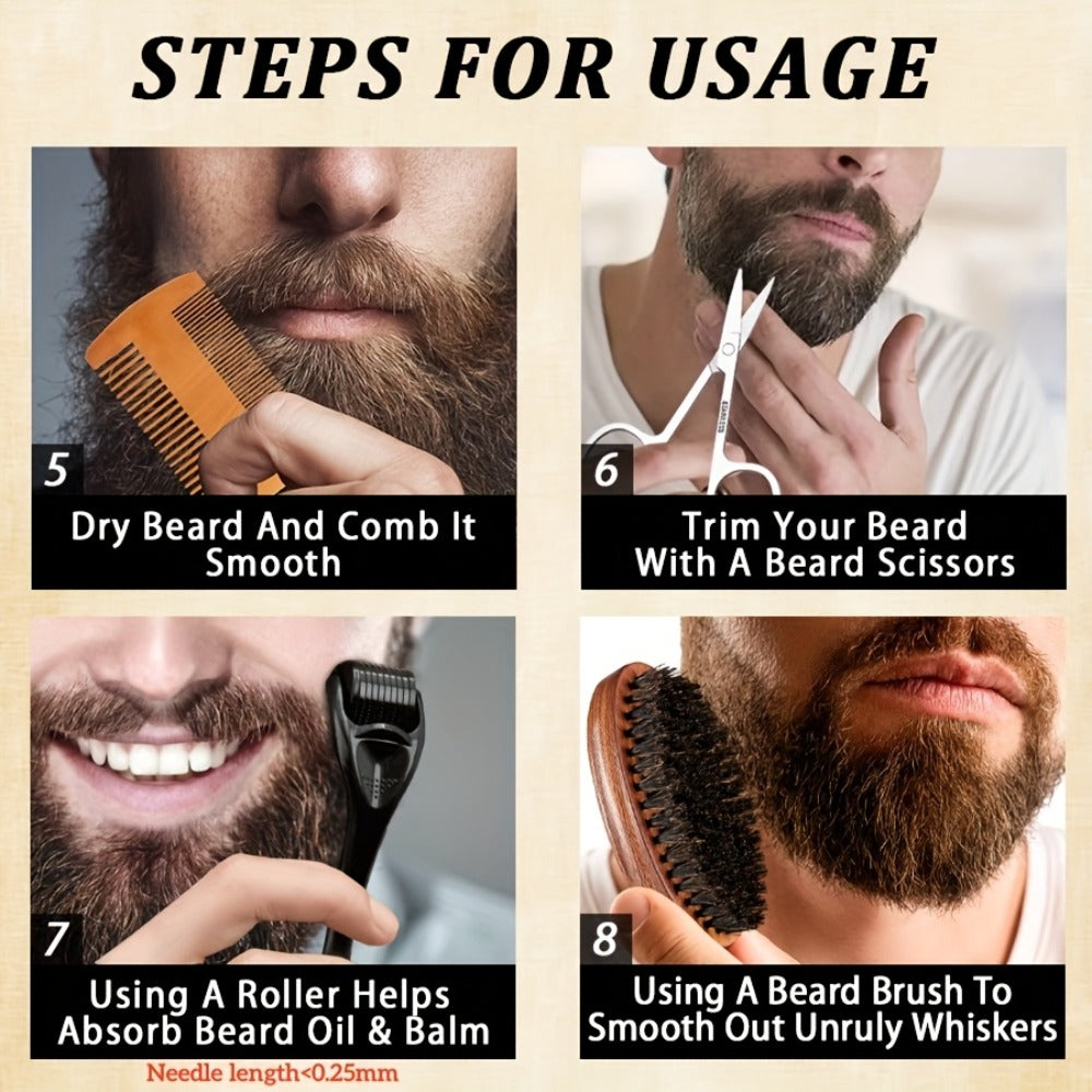 Beard Oil & Balm Grooming Kit for Men — 9-Piece Complete Beard Care Set with Conditioner Wash Brush Comb Clippers Travel Pouch, Beard Pen Option, Birthday Father's Day Gift - product image 14