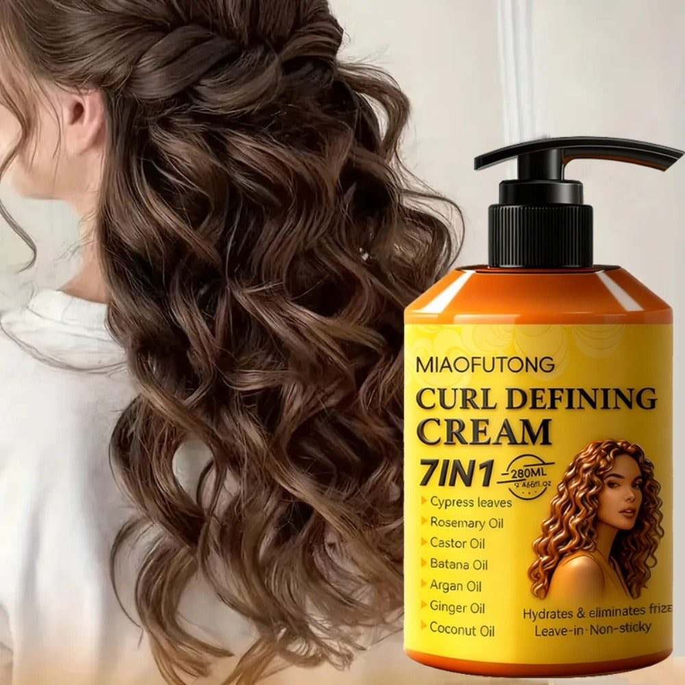 7-in-1 Botanical Curl Cream 280ml – Deep Moisture Curl Defining Cream with Argan, Rosemary, Castor & Coconut Oil, Anti-Frizz Long-Lasting Volume for Wavy Curly Coily Hair - product image 10