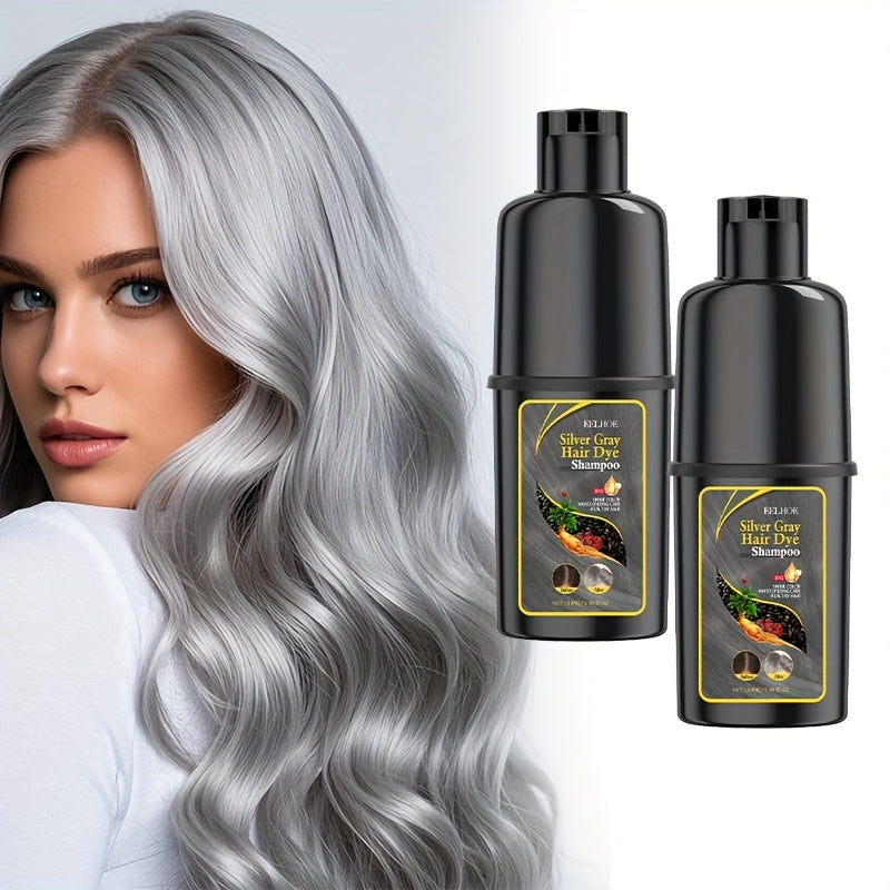 Silver Gray Hair Color Shampoo 2-Pack 3.38oz Each – Natural Herbal Moisturizing & Nourishing Formula, Easy No-Mix Silver Coverage, Long-Lasting Results for Gray & White Hair, Men & - product image 9
