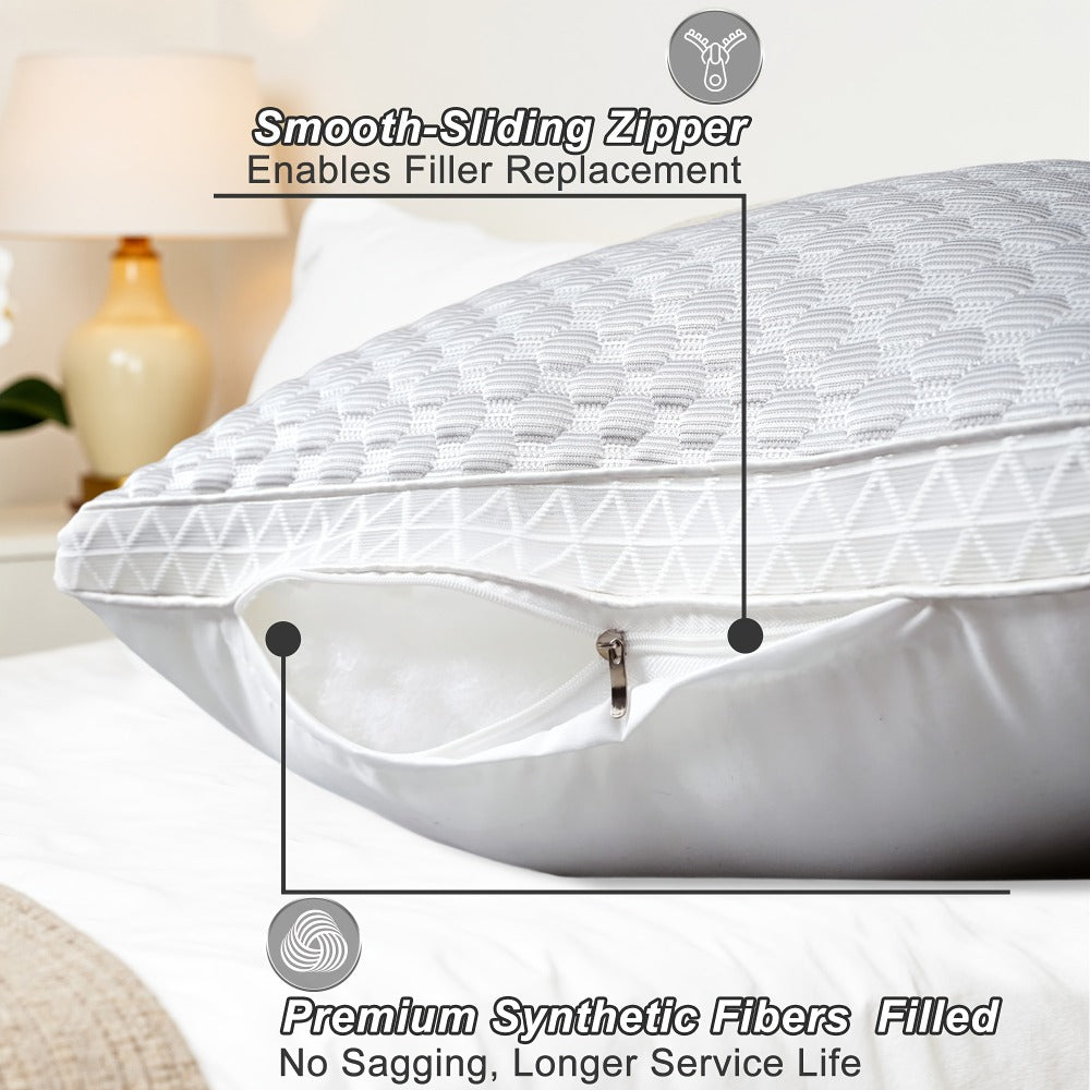 Cooling Bed Pillows 2-Pack, Non-Collapsing Soft Support Pillow with Neck & Cervical Support, Breathable & Machine Washable, Queen Size Bed Pillows for Back Side Stomach Sleepers - product image 7