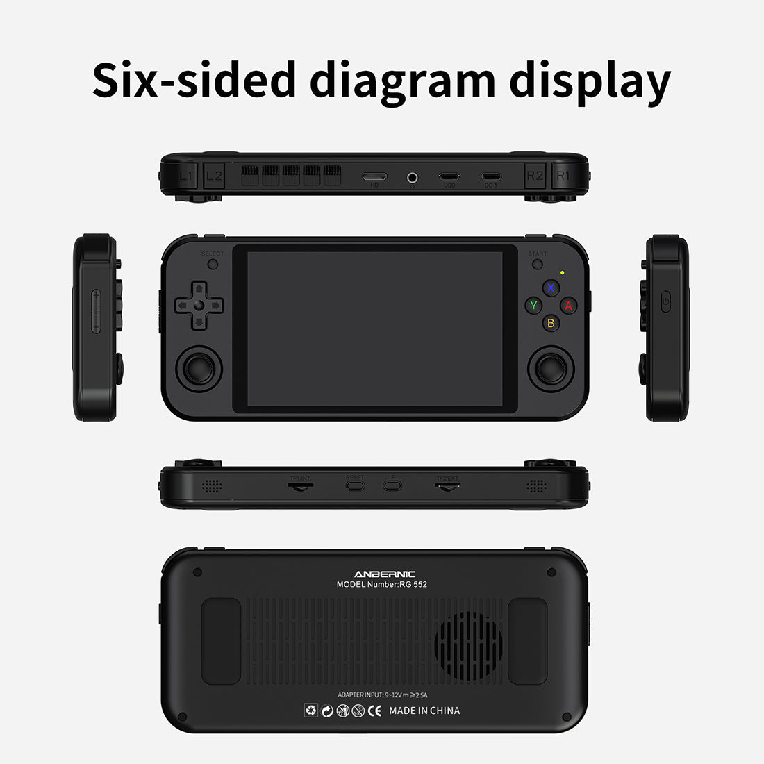 Anbernic RG552 Handheld Game Console Dual OS Android Linux Retro Emulator 5.36-Inch IPS 1920x1152 RK3399 4GB RAM HDMI USB 3.0 Active Cooling for Everyday Use