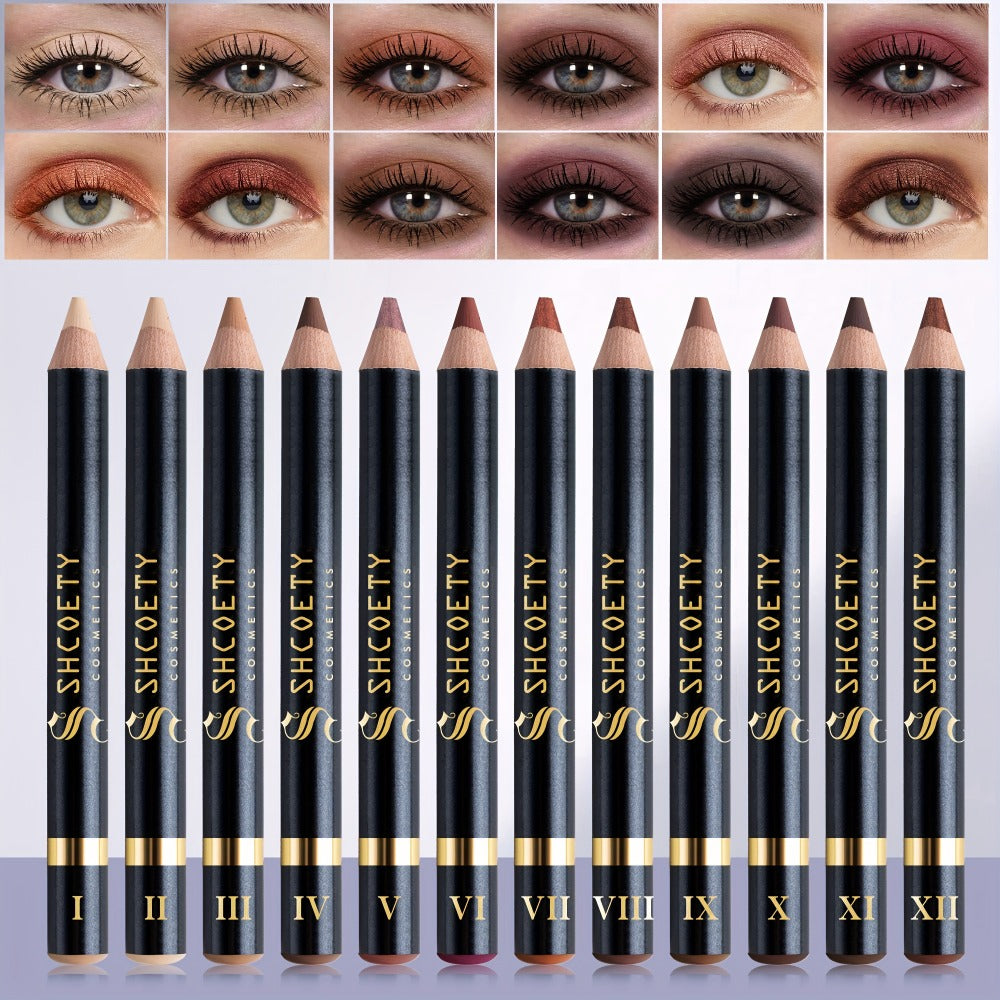 Eyeshadow Pencil Set 12pcs for Women — Matte & Shimmer Thick Stick Foam Eye Shadow Sticks, Blendable Multi-Color Eyeliner Eyeshadow Pencils for Easy All-in-One Eye Makeup Looks - product image