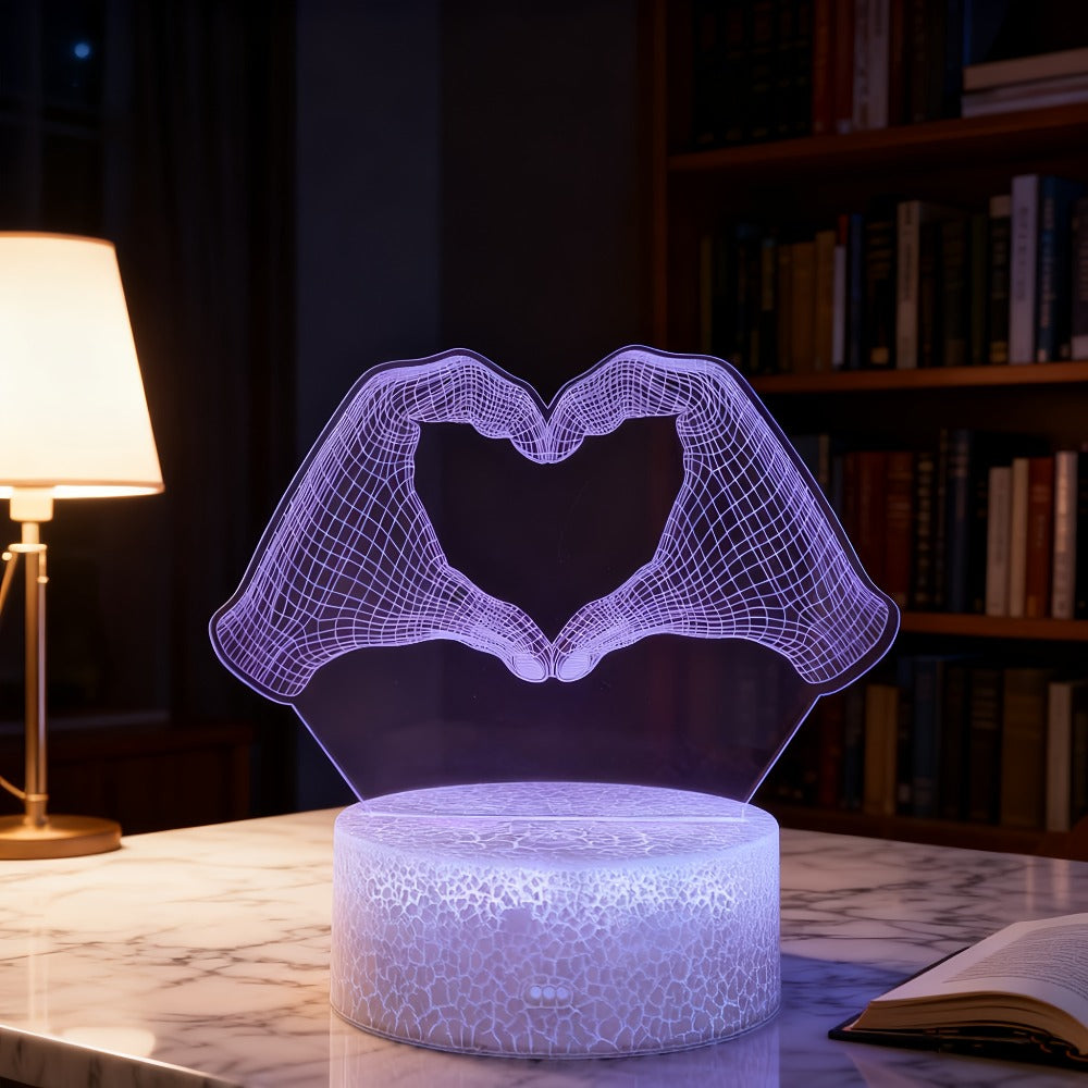 3D Heart Hands LED Night Light 16 Color Changing Optical Illusion Lamp Touch Remote Control Dimmable Bedside Table Lamp for Bedroom Valentine Gift Birthday Housewarming - product image 7