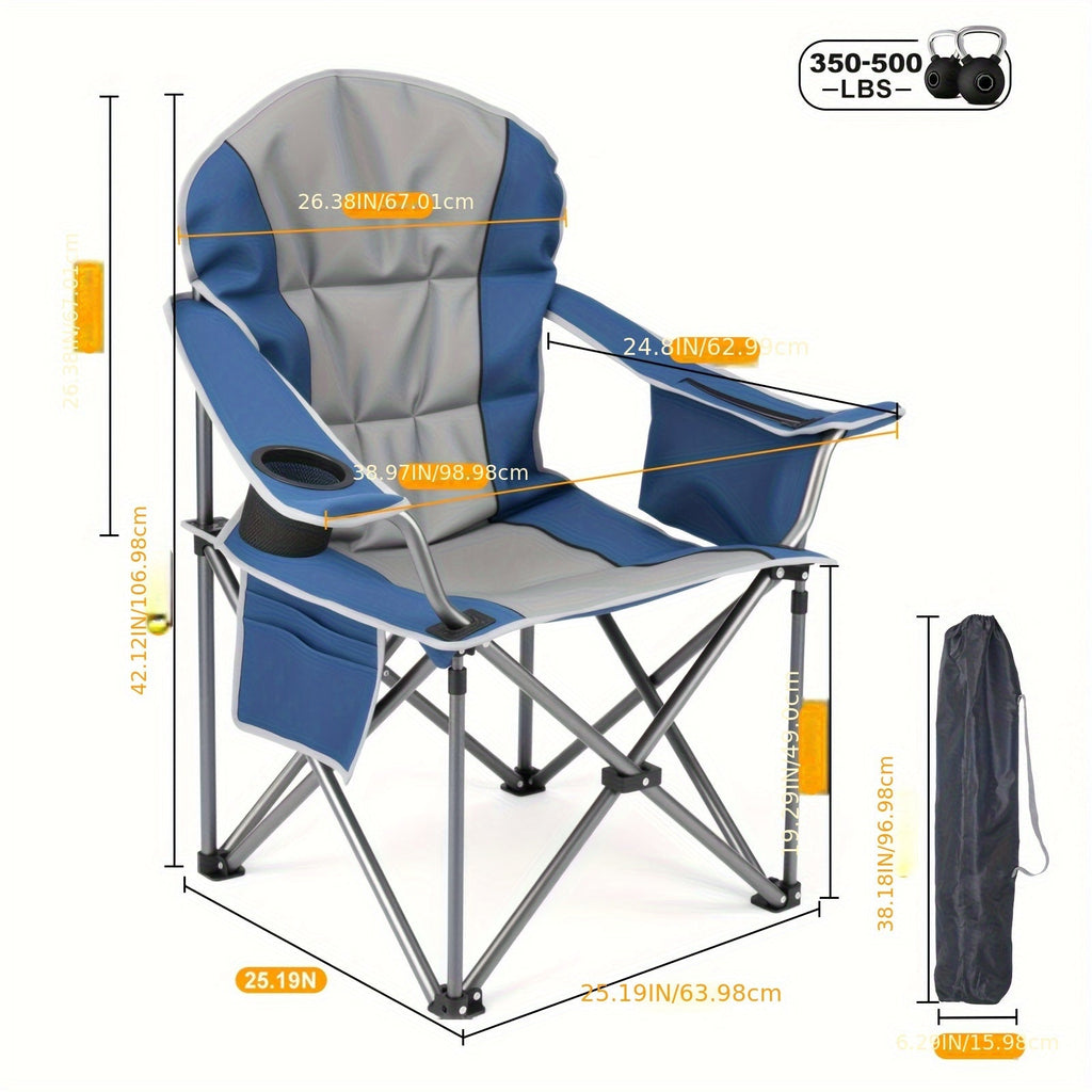 Heavy Duty Camping Folding Chair 500 LBS Capacity – 2 Pack – Extra Large Outdoor Camp Chair with Organizer Bag, Cooler Bag, Cup Holder & Carry Bag for Lawn - product image 5