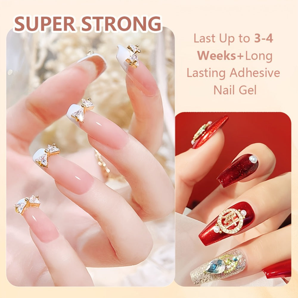 Nail Glue for Rhinestones 2pcs — LED Cured Super Strong Gel Adhesive for 3D Charms, Gems & Bling Nail Art Decorations | Alcohol-Free Transparent Crystal Nail Glue | Professional Na - product image 5