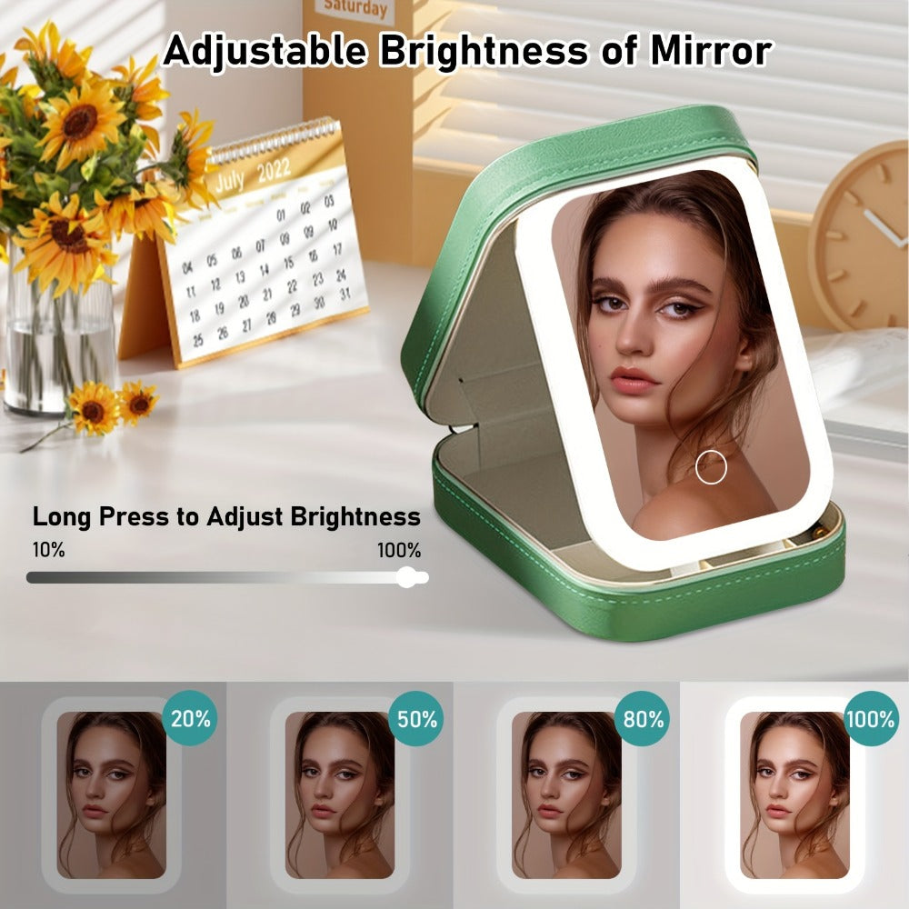 Lighted Makeup Case with LED Mirror & Cosmetic Organizer - 1200mAh Rechargeable USB Travel Makeup Train Case Portable Vanity Mirror for Women Girls Birthday Gift - product image 8