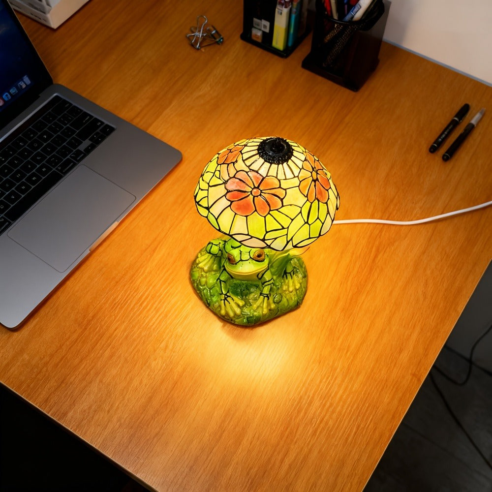 3D Frog Table Lamp Floral Painted Flower Night Light Warm Ambiance Home Decor Bedside Office Desk Study Decor Wedding Birthday Holiday Gift Cute Room Decor - product image 6