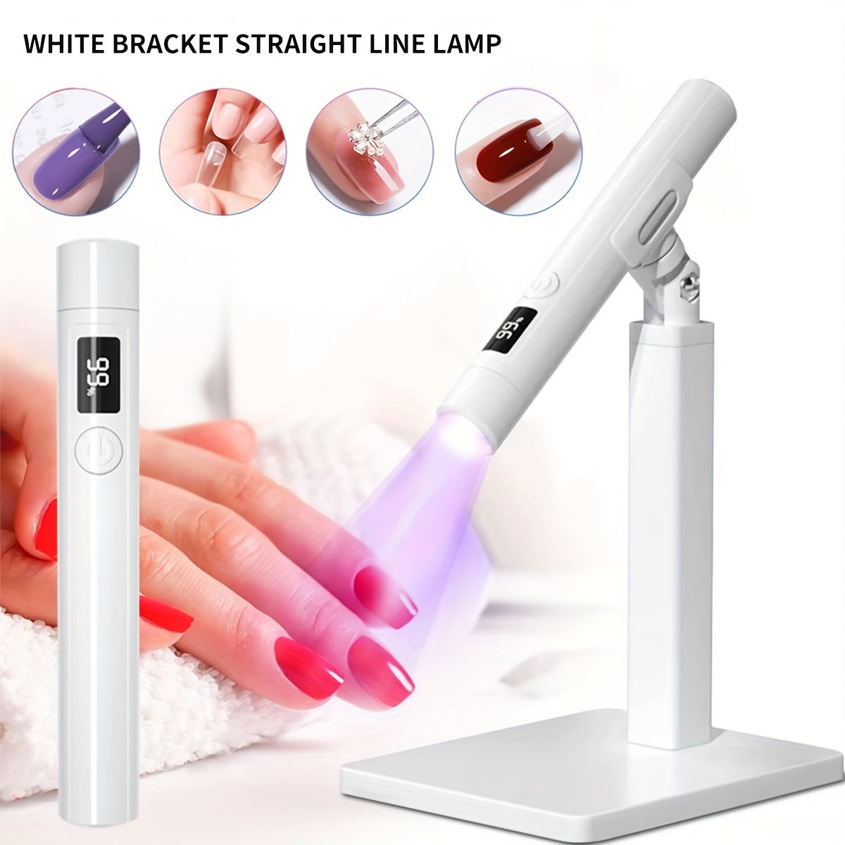 Gel Nail Lamp 360° Rotating Head with Digital Timer 45s/60s & Bonus Nail Stamp – USB Powered LED Gel Polish Curer with Condenser Lens for Home Manicure & Nail Art, White Pink - product image 12