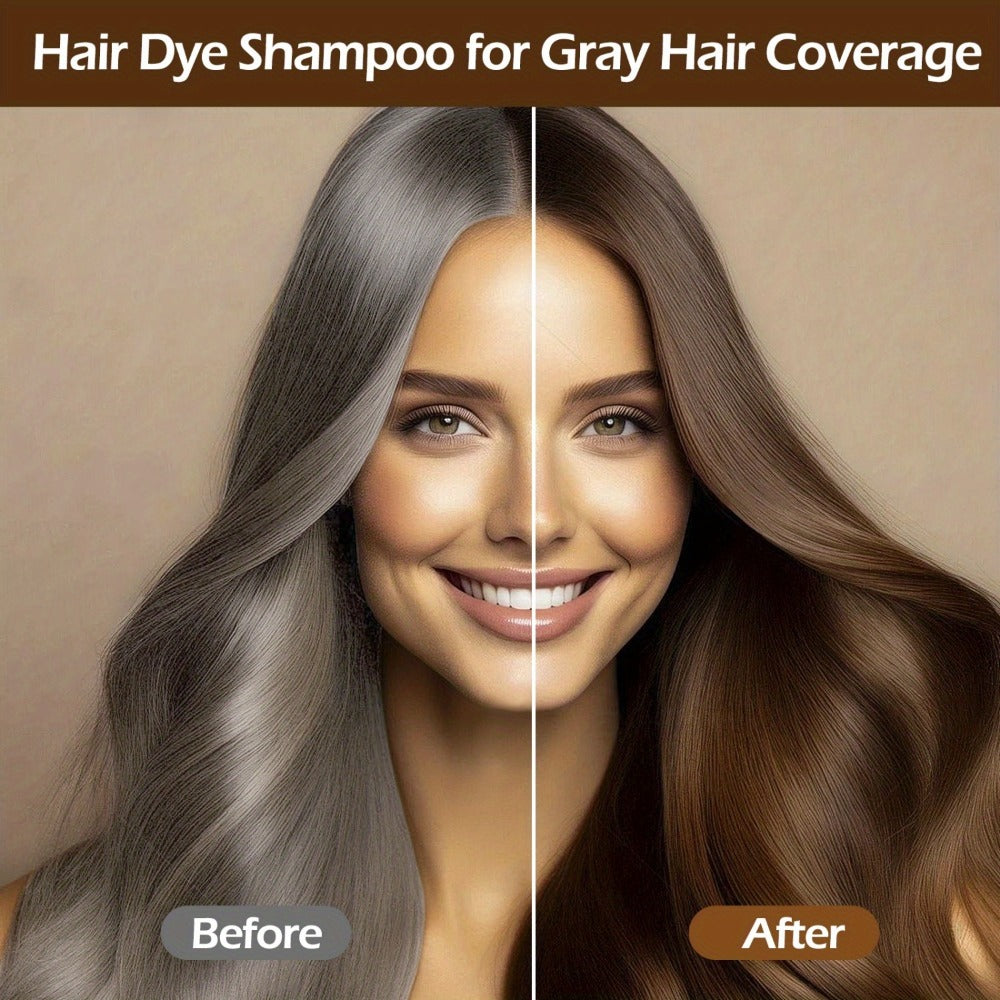 Herbal Hair Dye Shampoo 3-in-1 with Plant Squalene 2pcs 16.91oz — Instant Gray Hair Coverage, Natural Color in Minutes, Brown Dark Brown & Black, Unisex Men & Women - product image 20