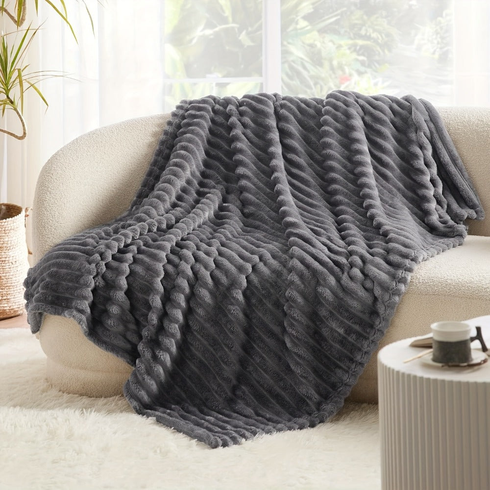 Reversible Faux Rabbit Hair Blanket – Thickened Soft Thermal Throw for Bed, Nap, Office & Camping, All Season, 4 Colors, 5 Sizes - product image 2
