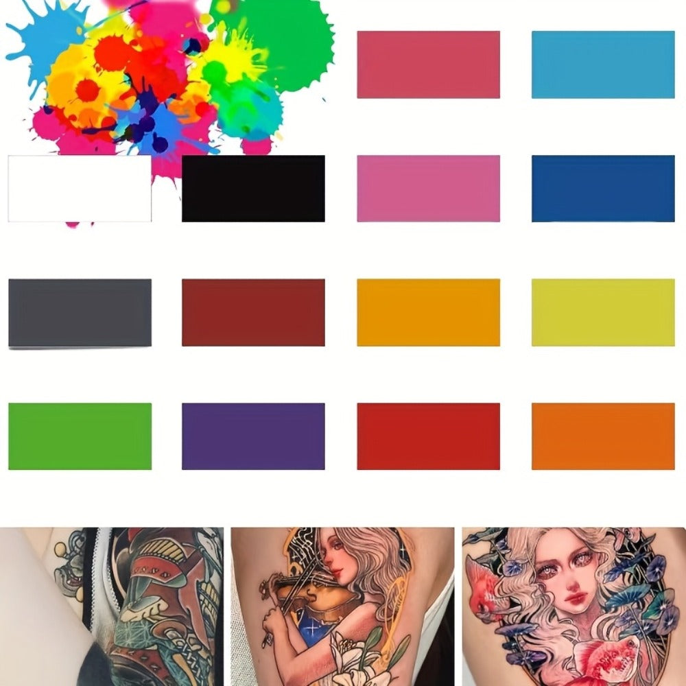 Tattoo Ink Set 14 Colors 1oz Per Bottle Premium Long-Lasting Fragrance-Free Vibrant Pigment Skin-Safe Body Art Ink for Outlining Shading Color Packing Tattoo Artists & Beginners - product image 6