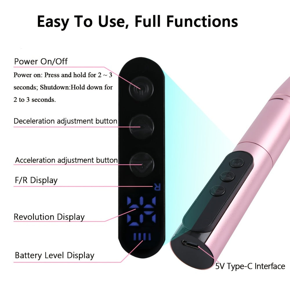 35000RPM Electric Nail Drill Rechargeable – Portable USB-Powered Low Noise Nail Efile for Manicure & Pedicure | Professional Cordless Nail Drill for Acrylic & Gel Nails, Gift for W - product image 10