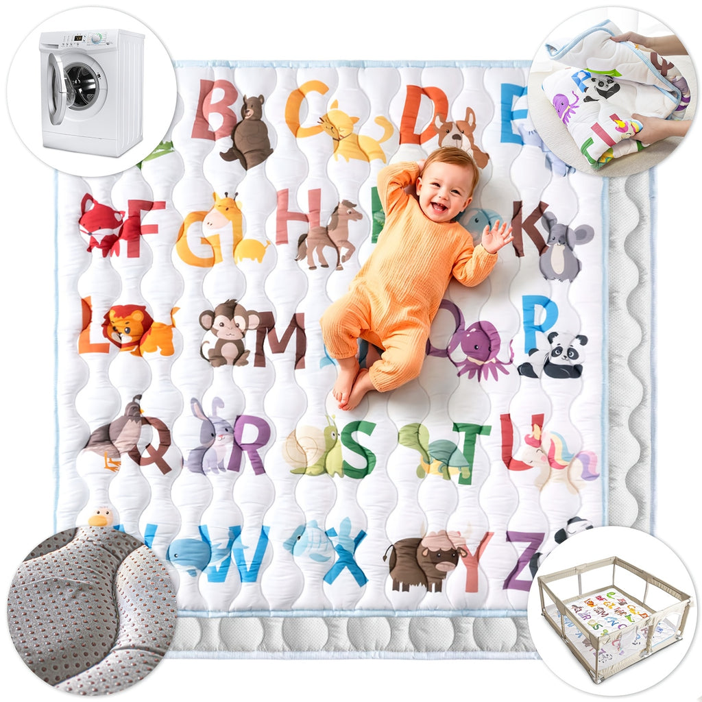 Baby Play Mat, 50x50 Playpen Mat with Super Soft Touch, Activity Mat with Upgraded Anti-Slip Bottom, Machine Washable Crawling Mat for Floor & Picnic - product image
