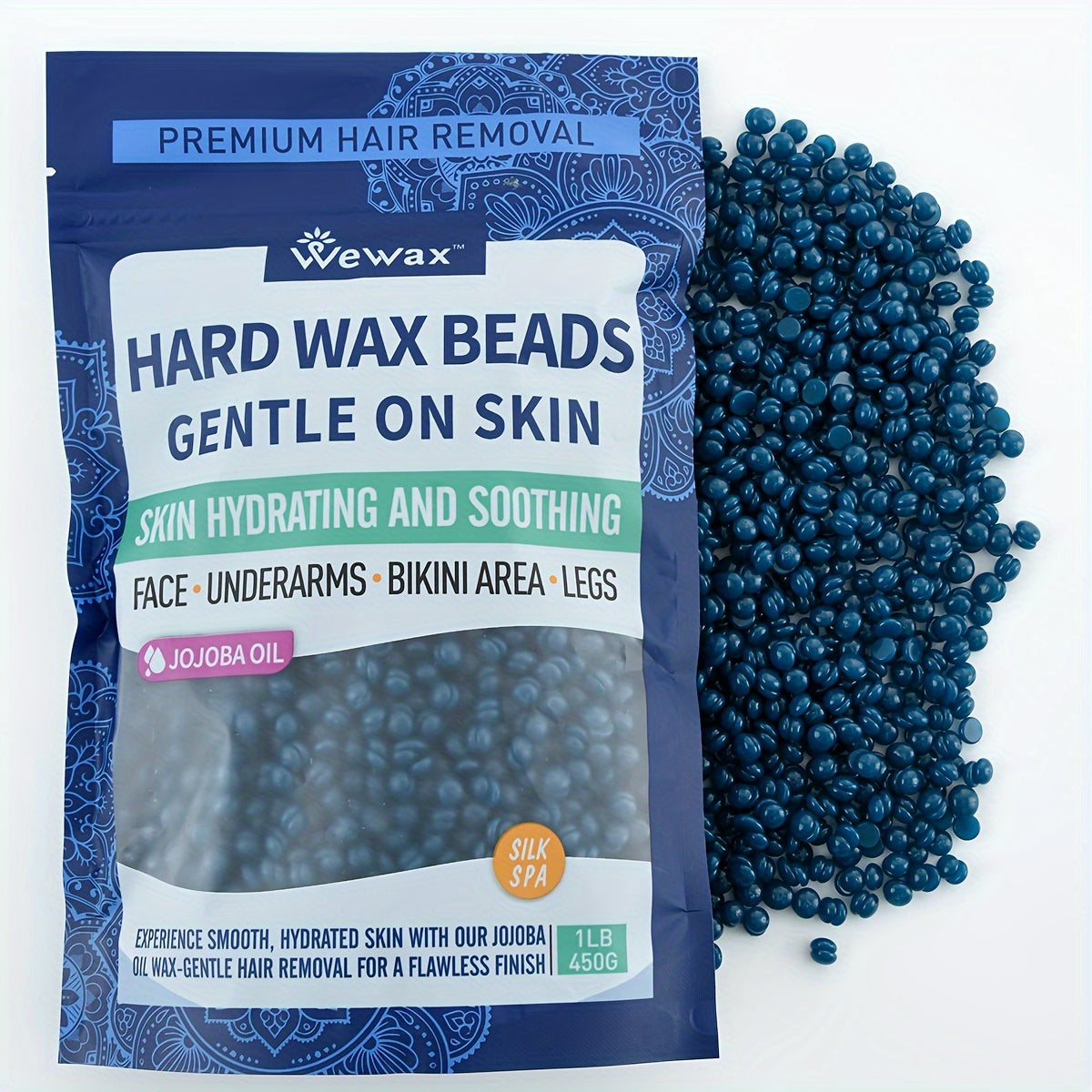 Hard Wax Beads 450g Brazilian Strong Adhesion No-Strip – Precision At-Home Waxing for Bikini Legs Underarms Arms Body Face, Hair Removal Wax Kit for Women, Dark Blue & Light Blue - product image 10