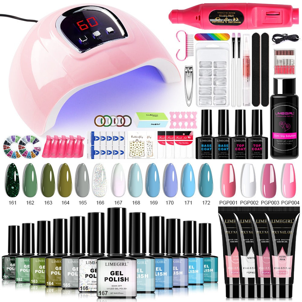 Gel Nail Polish Kit with UV Lamp & Electric Nail Drill - 12 Colors Gel Polish Set, Poly Extension Gel, Top & Base Coat, Glitter Nail Art Complete Starter Set for Home Salon, Beginn - product image 9