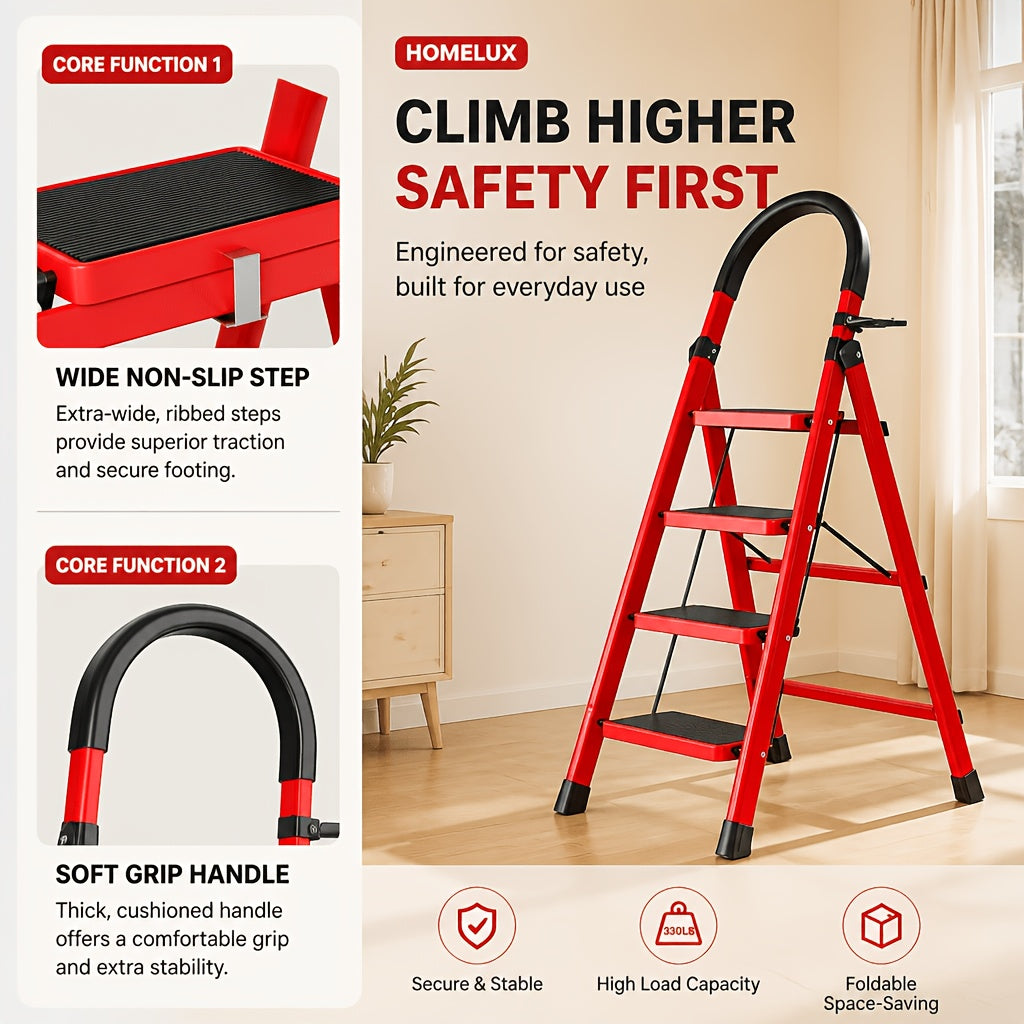 1pc Heavy-Duty 2/3/4/5-Step Portable Folding Ladder, 500 Lbs Load Capacity, Durable Plastic Material with Non-Slip Steps, Lightweight and Portable, Suitable - product image 13