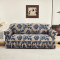 Stretch Sofa Cover Slipcover High-Stretch Fabric Ruffle Skirt Non-Slip Rod All-Season Snug Fit for 1 2 3 4 Seater Couch — Dark Blue with Pillow Cover - product image 15