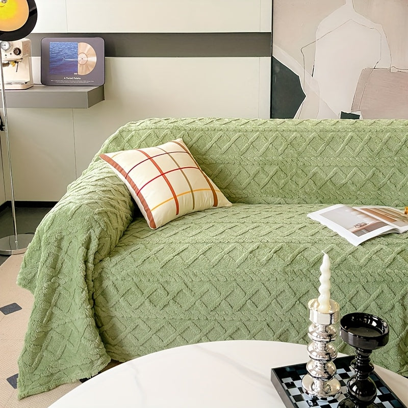 Velvet Sofa Cover Bohemian Jacquard Slipcover Soft Polyester Non-Slip Washable Pet Friendly Fits 3 4 Seater Sofa Couch for Living Room Bedroom - Green Blue Coffee Brown Dark Gray B - product image 34
