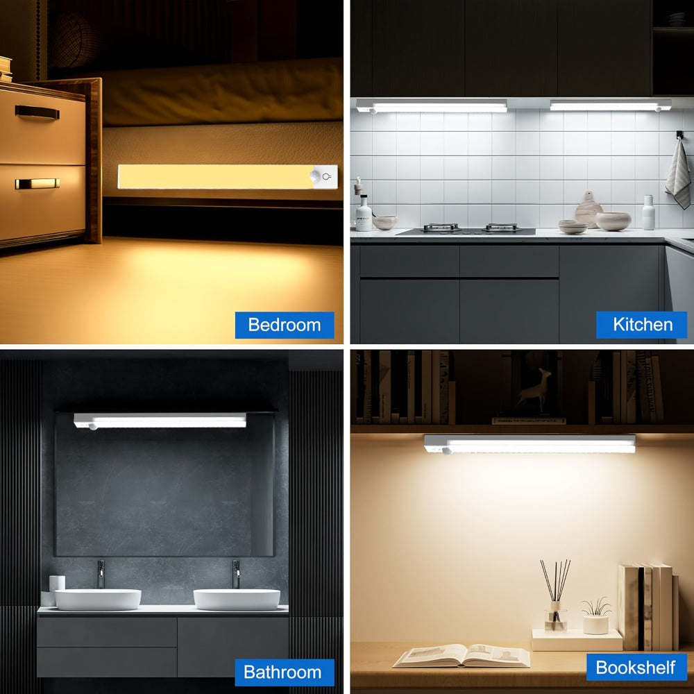 Motion Sensor Light 3 Pack USB Rechargeable LED Cabinet Light Dimmable 3 Color Temps Magnetic Base for Kitchen Closet Stairs Hallway Bedroom 7.87" 11.81" - product image 7