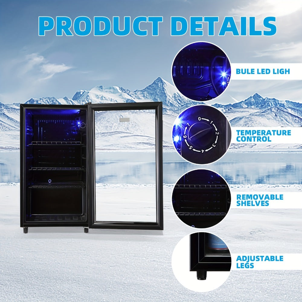 Beverage Refrigerator with Glass Door – Mini Fridge 2.0/3.5/4.0 Cu Ft, LED Lights, Adjustable Shelves, R600a Cooling for Beer, Wine & Drinks, Home, Office & Bar - product image 8