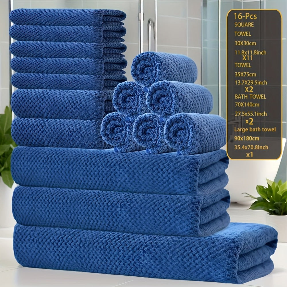 Coral Fleece Bath Towel Set 16 Piece 300GSM - Extra Large Bath Towel Washcloths Square Towels Soft Absorbent Quick Dry | 11 Colors | Hotel Home Travel Spa Gift Complete Bathroom To - product image 9