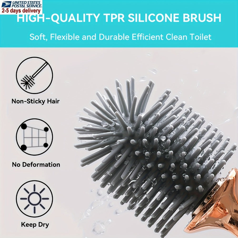 Toilet Brush and Holder Set Ergonomic - Odor Resistant Easy Clean Deep Scrub Bathroom Toilet Brush with Caddy Stand Hygienic Storage | Black | Bathroom Essentials Home Cleaning Acc - product image 5