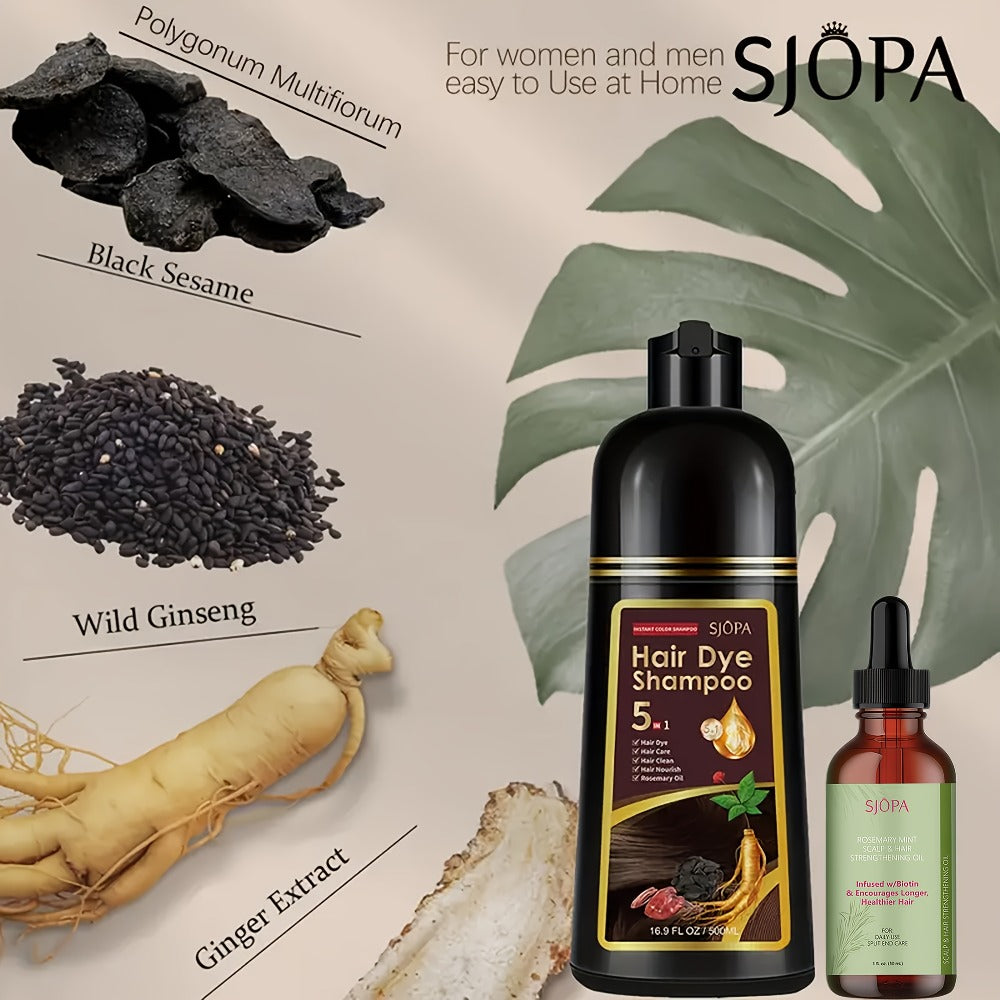 Hair Color Shampoo 5-in-1 Instant Gray Coverage Color Dyeing Conditioner 16.9oz – SJOPA No Ammonia Safe Natural Formula 12 Shades Unisex Men Women - product image 14