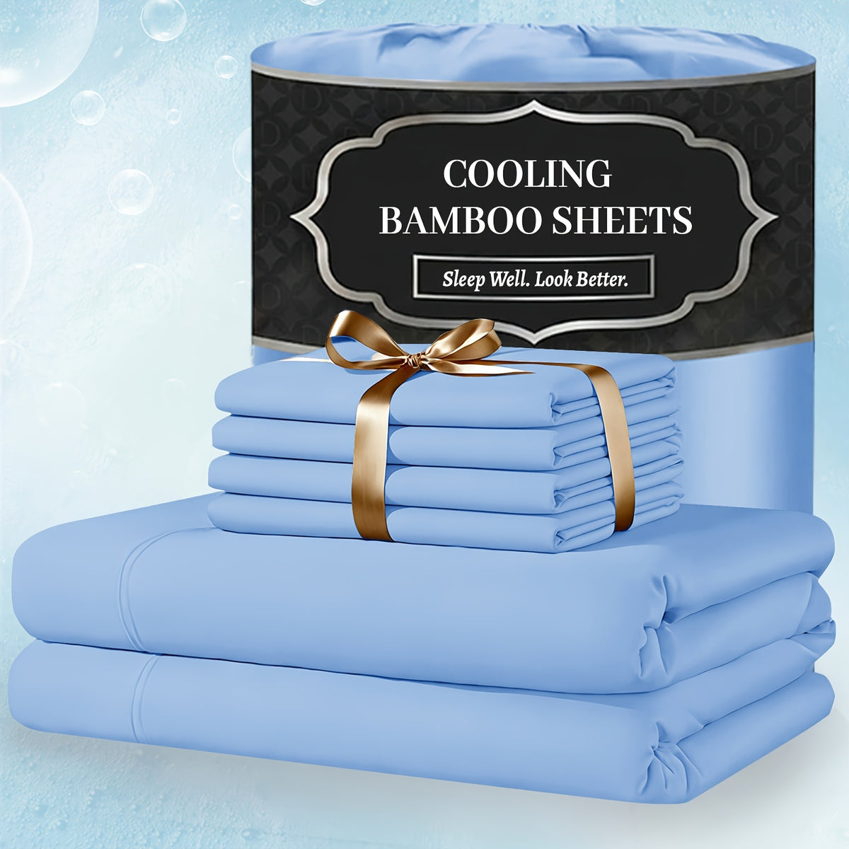 Extra Deep Pocket Bamboo Sheets - 6 pcs Breathable & Cooling Bamboo Bed Sheet Set, Hotel Luxury Fitted Sheet Set, Soft Wrinkle-Free for Extra Deep Mattresses - product image 13