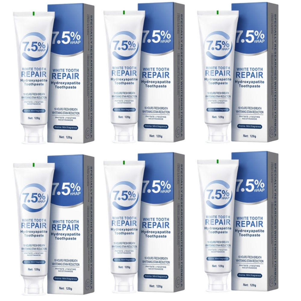 Hydroxyapatite Whitening Toothpaste 6 Pack - 7.5% Nano Deep Cleaning Gentle Non-Irritating Mint Fresh Breath Toothpaste for Sensitive Teeth, Daily Oral Care, Family & Travel Set - product image 3