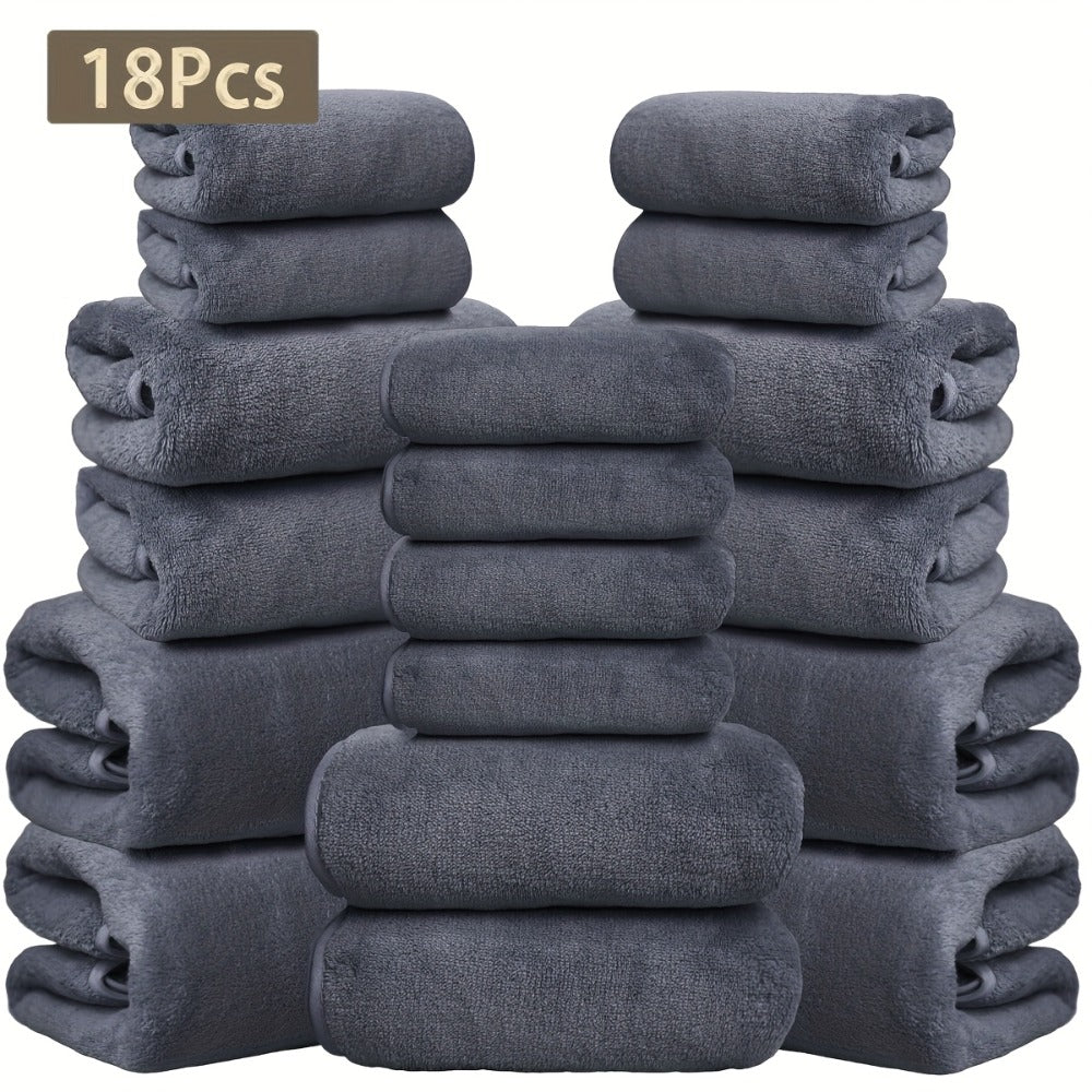 Coral Velvet Bath Towel Set 18pcs – 4 Bath Towels 4 Hand Towels 10 Washcloths Hotel Quality Soft Absorbent - product image 16